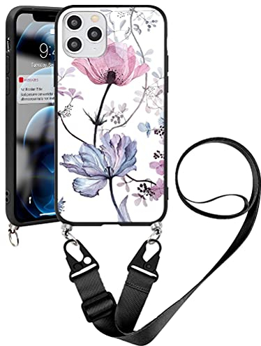 Yoedge Handykette für Samsung Galaxy S7 Edge Hülle mit Kordel Umhängenhülle Smartphone Necklace Hülle mit Band 5,5, Silikon Handy Schutzhülle TPU Bumper Cover mit Kette abnehmbar, Blume