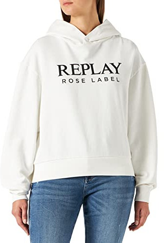 REPLAY Damen W3711C Kapuzenpullover, 869 White, L