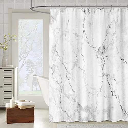 OCEUMACO 3D Motif Rideau de Douche Anti Moisissure Chic Effet Marbre Imprimé Rideaux Baignoire Home Long Qualité Polyester Tissu Imperméable 180x200 cm Lavable Machine - Gris 05