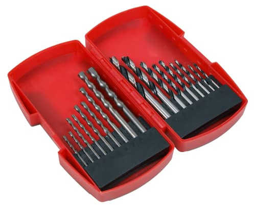 Sealey AK3718MW 18pc Masonry & Wood Drill Bit Set - Tungsten & Brad Point + Case