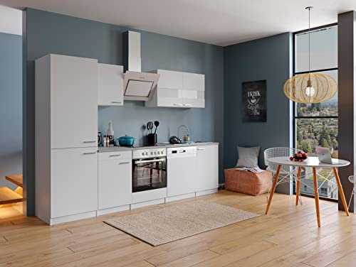 respekta Küche Küchenzeile Küchenblock Einbauküche Weiß Malia 280 cm