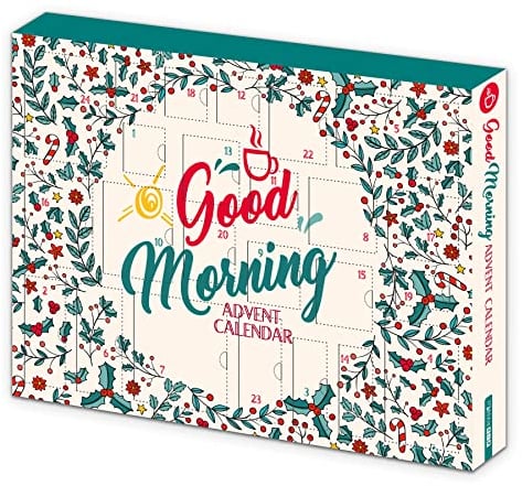 itenga Adventskalender 2025 - Guten Morgen Kalender mit Frühstücksartikeln z.B. Marmelade Honig Tee Cappuccino (Motiv GOOD Morning)