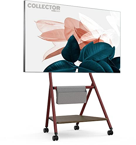 FITUEYES Design Mobile TV Stand for 46 50 55 60 65 Inch TV, TV Cart Floor Stand with Mount for LCD/LED Flat Curved Screens, Modern Corner TV Stand with Wooden Storage Shelves, COLLECTOR Series