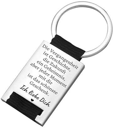 PREMIUM Schlüsselanhänger mit edler Gravur als Schutzengel I Glücksbringer für Frau & Mann I Geschenk Fahr Vorsichtig Ich liebe dich (Die Vergangenheit ist Geschichte)