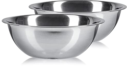 Pullmer Küchenschüssel 2er Set aus Edelstahl, ideal als Müslischale, Salatschüssel, Rührschüssel, Servierschüssel, Schüssel rund, lebensmittelecht und spülmaschinengeeignet (Ø 24 cm)