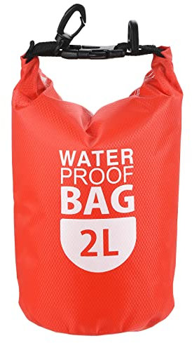 PATIKIL Floating Waterproof Dry Bag, 2L Outdoor Float Dry Bag Roll Backpack with Clear Window for Boating Rafting Kayaking, Red