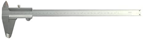 WRS Präz.-Messschieber/Schieblehre mit Feststellschraube, DIN 862, rostfrei, mattverchromt, ganz gehärtet, 4-fach Messung, mit Gewindetabelle, im Etui, Größen Name: 300 mm Messbereich, Nonius 0,05 mm