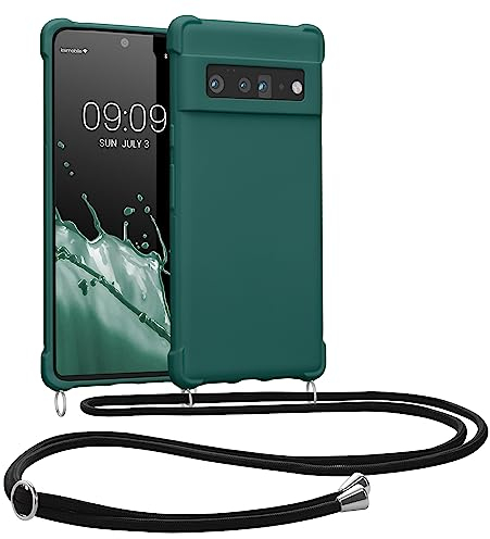 kwmobile Necklace Case kompatibel mit Google Pixel 6 Pro Hülle - Cover mit Kordel zum Umhängen - Silikon Schutzhülle Petrol