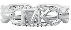 Michael Kors Women's Premium Kors MK Sterling Silver Pavé Empire Link Chain Ring, MKC1658CZ0407
