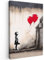 MuchoWow© Bild auf Leinwand 40x60 cm Schlafzimmer Bilder Wand Deko Wohnzimmer Modern Wanddeko Bilderwand Geschenk Banksy - Street Pop Art - Kunst - Mädchen - Luftballons - Herz - Grau