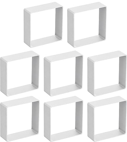 sourcing map 8pcs Métal Cookie Coupeurs Ensemble, Aluminium Alliage Carré Cookie Découpeur Cookie Cuisson Moule pour Fabrication Gâteau, Biscuit, Sandwich, Argent