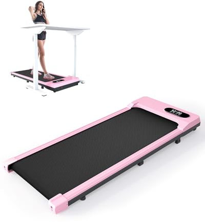 Dskeuzeew Laufband Walking Pad mit Neigung - Laufbänder für Zuhause Büro Steigung Schreibtisch Laufpad Laufgerät Elektrisch Tragbar Walkpad Gehband Laufpad mit LCD-Anzeige Treadmill, Rosa