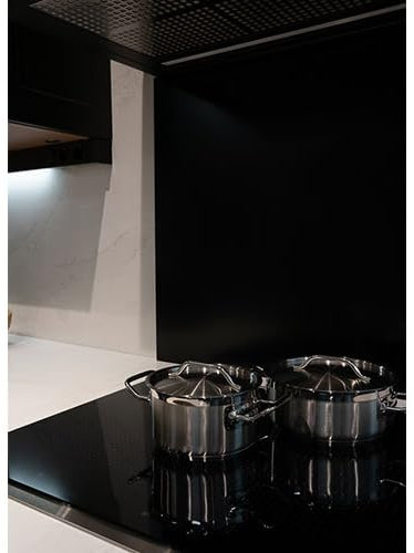 Panel antisalpicaduras de Aluminio ignífugo para Cocina - Protector Salpicaduras de Cocina (60X70 cm, Negro)