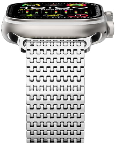 NewWays Cinturino in maglia milanese, compatibile con Apple Watch 49 mm, 46 mm, 45 mm, 44 mm, 42 mm (Seire 3, 2, 1, Series 11, 10, 9, 8, 7, 6, SE 5, 4, 3, 2, 1, argento