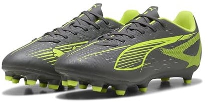 PUMA Ultra 5 Play FG/AG, Zapatillas de fútbol Unisex Adulto, Matte Aged Silver-Yellow Alert Aged Silver, 46.5 EU