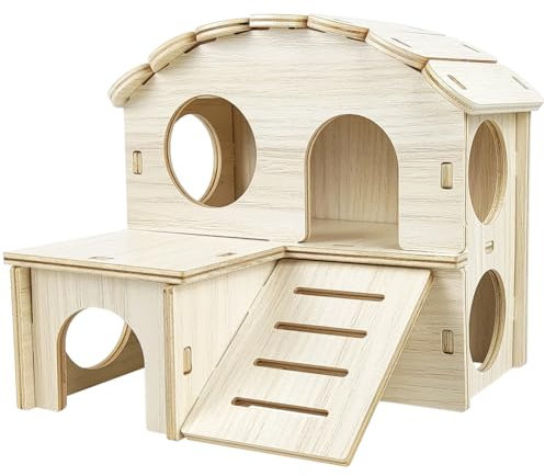 UDTGYELF Casetta in Legno per Criceti, (18 * 15,5 * 15,5 cm) Casetta per Criceti in Legno, Giochi per Criceti Casa per Criceti Russi Nascondiglio, Accessori per Topi