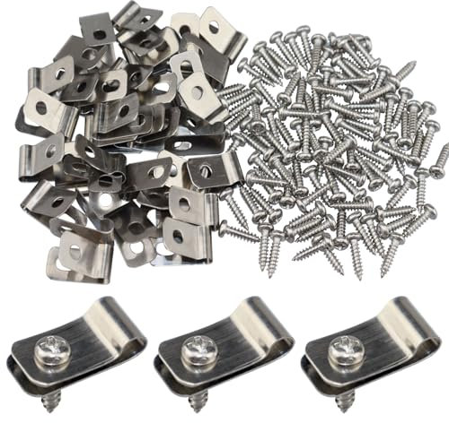 Pinces de fixation pour clôture clips de fixation pour grillage cloture clips de fil en acier inoxydable avec vis colliers de serrage pour clôture en bois, vinyle ou métal (200 pièces)