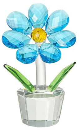 Cosiesnest 1 Stück Kristall-Sonnenblumen-Figur Ornament aus Kristall Briefbeschwerer Crystal Flower Figur für Tischdekoration Geburtstag, Weihnachten, Hochzeit, Muttertag (blau)