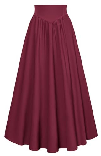 SCARLET DARKNESS Damen Frühling Sommer Faltenrock Gesmokt Elastische Taille Corsage Fairy Dress Rotwein L