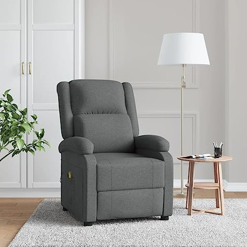 Homgoday Massagesessel Dunkelgrau aus Stoff, Sessel, Relaxsessel, Massagesessel für den ganzen Körper