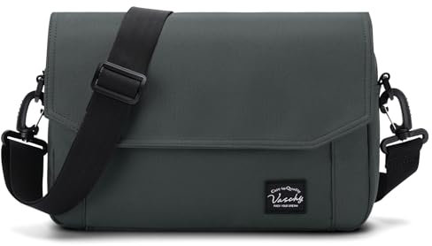 VASCHY Bolso Tela, Bandolera Lona Hombre Bolsa Mensajero Ligero Bolso Universidad para Adolescente Bolso Ordenador Portatil Bolso de Hombro Casual para Trabajo Viaje Esculea, Gris
