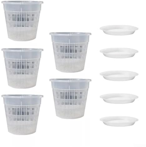 LVYXON 5Pcs Clear Orchid Pot, Plastic Flower Plant With Holes, 12x14cm Pots for Repotting, Nursery Pots for Orchid Repotting Kit