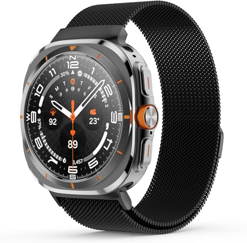 ABOVEACC Ersatzarmband Kompatibel mit Samsung Galaxy Watch Ultra Armband 47mm, Magnetisch Einstellbar Edelstahl Metall Armbänder für Damen Herren, Schwarz