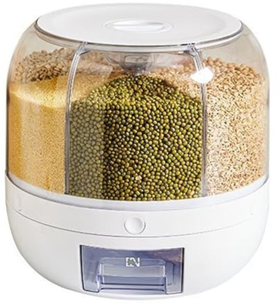 Begchy -Contenedor de almacenamiento con 6 compartimentos, organizador de cereales y - para encimera, redondo, dispensador de alimentos giratorio de 360 grados
