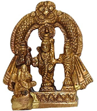 Universal hub® Ram Darbar Statue, handgeschnitzt, Ram Laxman Sita mit Hanuman, Messing Murti, Hindu-Göttin, buddhistische Gottheit, Statue, Tempeldekor, Idol für Schreibtisch, Büro, Hindu-Geschenke