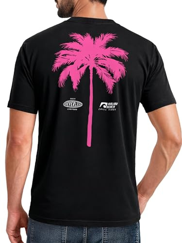 Neverless® Herren T-Shirt mit Palmen-Print Baumwollstoff und Grafik Aufdruck Sommer Fashion Streetstyle