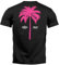 Neverless® Herren T-Shirt mit Palmen-Print Baumwollstoff und Grafik Aufdruck Sommer Fashion Streetstyle Schwarz-pink L