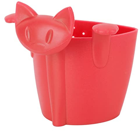 Lindo forma de gato filtro de té de frutas difusor filtro infusor de hojas de té, silicona de té de grado alimenticio, cafetera de té para tazas, teteras, accesorio de juego de té (Rojo)