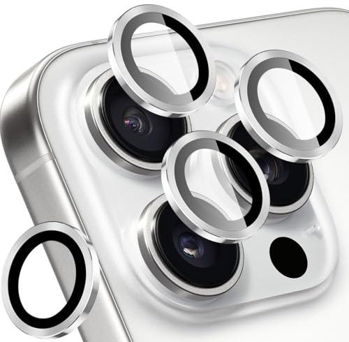SPARIN 4 Stück für iPhone 16 Pro/iPhone 16 Pro Max Kameraschutz, 9H Härte Individuelle Kamera Objektivschutz, Anti-Kratzer, Ultradünner, HD-Klar, Titan Weiß