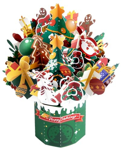 Pop-Up-Grußkarte, Lebkuchenmann, Weihnachtsmann, festliche Weihnachtskarte, dekoratives Ornament, einzigartiges 3D-Design, ideal für Weihnachtsfeiern und als Geschenk