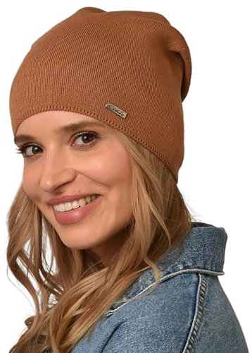 Alur Mütze Damen Beanie Wintermütze Strickmütze - Warme Elastisch Elegant Winter Mütze EKO - Weiches Garn Stilvoll Universell Warm (Karamell)