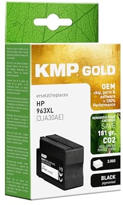KMP Gold Tintenpatrone passend für HP 963XL Black (3JA30AE) mit OEM-Parts und Chip - für HP OfficeJet Pro 9010, 9012, 9013, 9014, 9015, 9016, ... etc.