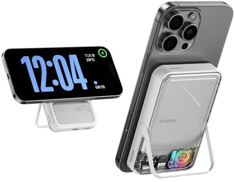 SHARGE ICEMAG 2 Power Bank MagSafe 15W Qi2 Portable Magnetic Charger with Active Cooling Battery 10000 mAh with Folding Stand Compatible with iPhone 16/15/14/13