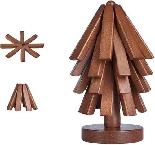 Lot de 4 dessous de verre en bois pour l'art des arbres, dessous de plat pliables en bois de noyer (noyer A-4 sous-verres)