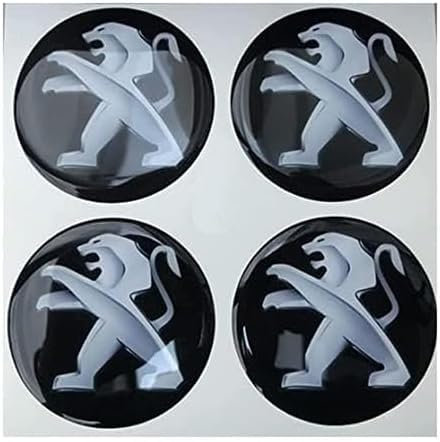 dzggs 4 pièces Auto Cache Moyeux pour Peugeot 50mm, ABS Aluminium Enjoliveur Centre Roue Couvercle de Moyeu Central de Jante avec Logo