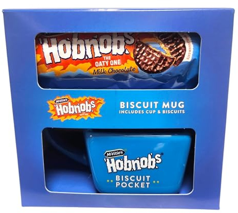 Divas World Biscuit Pocket Mug Gift Set, Blue Ceramic Mug with Biscuit Holder, Milk Chocolate Digestives (Light Blue)