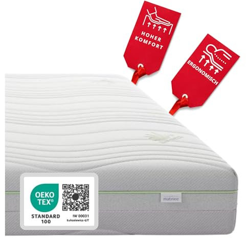 matinee - Hybrid-Matratze 140 x 200 cm - Hybrid-Taschen-Federkernmatratze Multipocket Visco Schaumstoff-Matratze mit Massageschaum und Aloe Vera Bezug - H3 - Inky