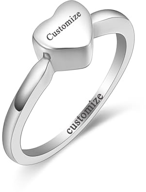 AIWENXI Urne Ring für Asche Herz Einäscherung Schmuck für Männer Frauen Einäscherung Ring Gedenkschmuck Edelstahl Andenken Mini Asche Halter