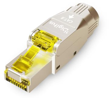 DIGITUS Conector de Red Cat 8.1 – Blindado – Montaje sin Herramientas | 2000 MHz – 25/40GBase-T – 40 Gbit/s – AWG 26/7 a AWG 22/1 – Conector de campo RJ45 Cat 8.1