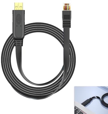 Qneneam 1.8M/5.9FT USB Console Cable to RJ45, Console Cable Compatible Cisco, 6 Ft RS232 Replacement Rollover Compatible with Juniper Windows 10/8/Vista Mac Linux, Ideal for Network Setup (Black)