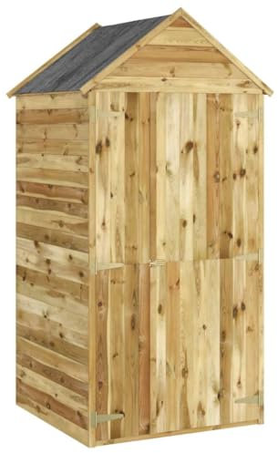 Helloshop26 Abri à Outils avec Porte 107 x 107 x 220 cm Bois de pin imprégné Marron 02_0022400