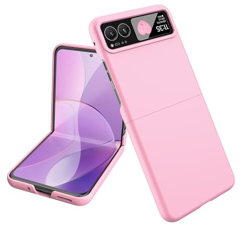 Phone Filp Case Compatible with Moto Razr 40 Slim Shockproof Phone Case,Hard PC Shell Ultra Thin Slim with Non-Slip Grip Full Protection Cover Compatible with Motorola Razr 40 Protective Case(Pink)