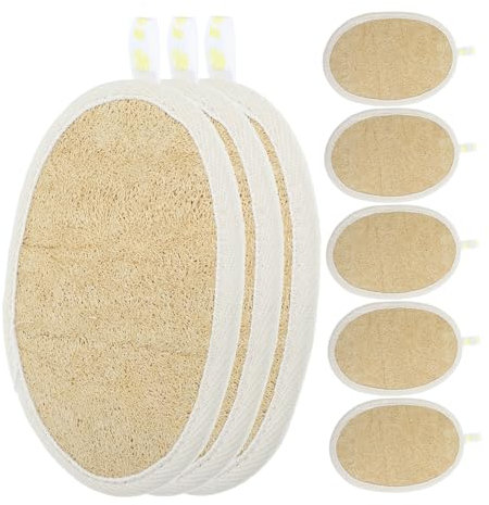 MUCKLILY 8piezas Esponja De Lufa Natural Paños De Limpieza Para Cocina Utensilios Para Lavar Cuencos Esponja De Lufa Para Fregar Platos
