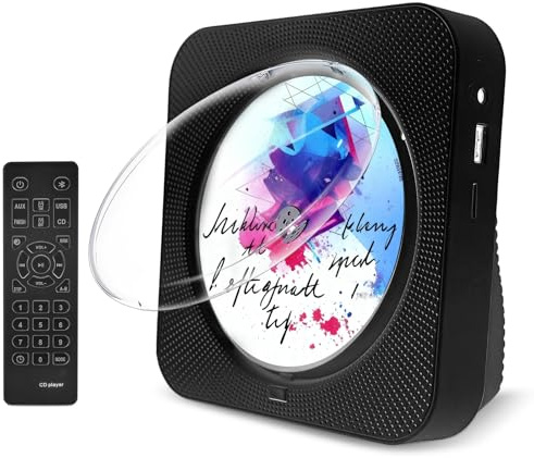 CD Player, CD Player Bluetooth 5.1 mit Fernbedienung Unterstützung Timer, HiFi-Lautsprechern, LED-Anzeige, FM-Radio, AUX/USB/TF-Wiedergabe, CD Player Kinder für Zuhaus Geschenk