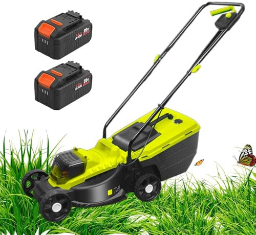 DUXMM Cordless Push Lawn Mower,with 45L Grass Box, 40V Battery Powered Grass Cutting Machine, 3 Adjustable Cutting Heights, 4000mAh Dual Battery,for Lawns & Garden,Green
