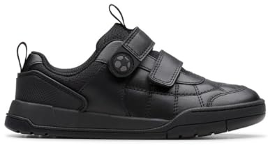 Clarks Laser Cross K Boys School Shoes Black Leather F-Standard 2.5